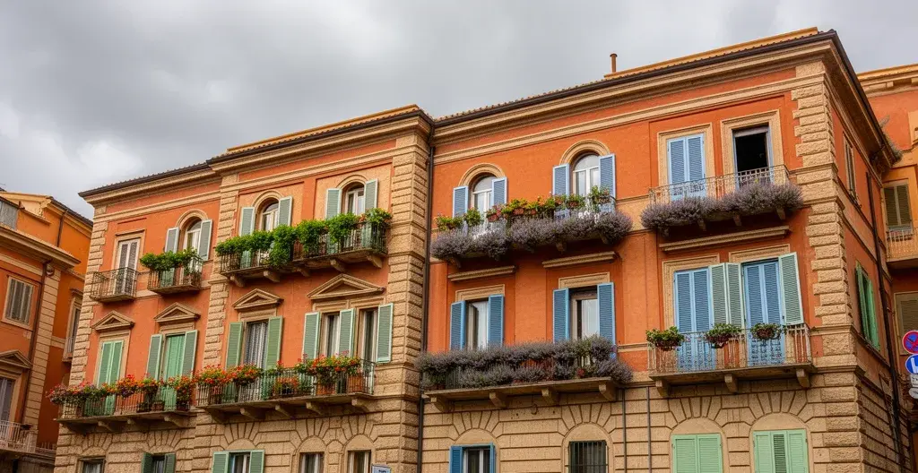Facciata tipica edificio residenziale italiano con appartamenti e balconi per confronto prezzi